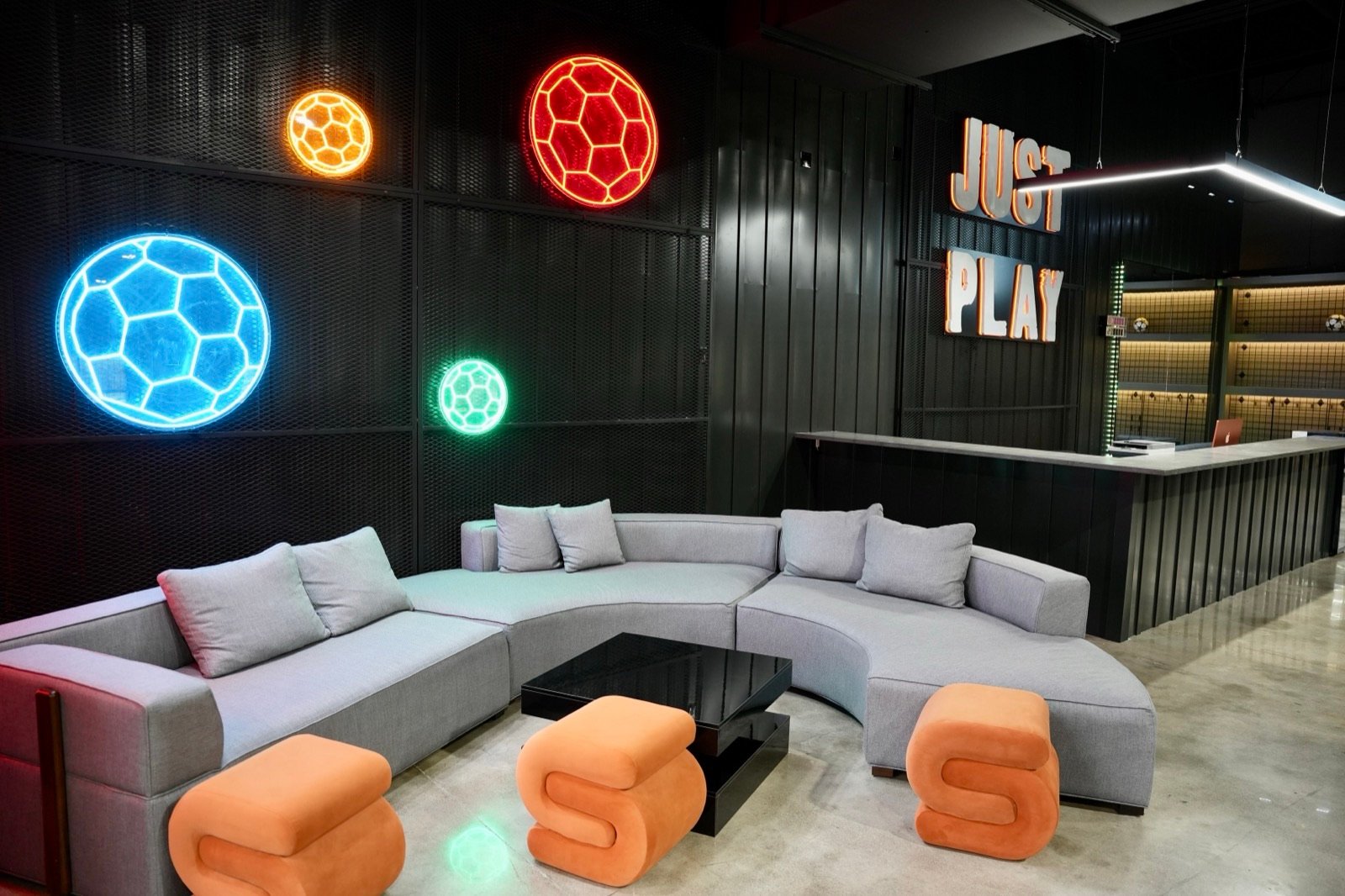 Lounge seating area at Just Play